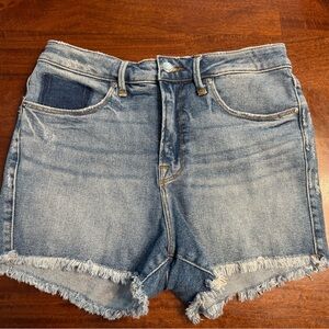 Good American High Waist Blue Denim Shorts
